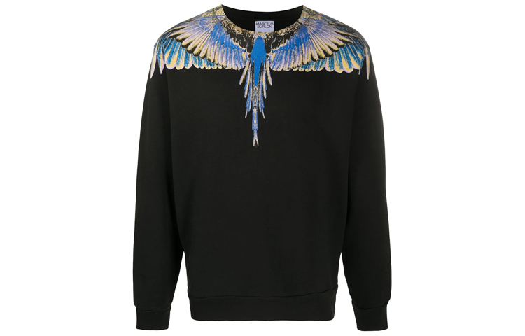 Marcelo Burlon County of Milan  Black Wing Print Crewneck Sweatshirt CMBA009E20FLE0011030