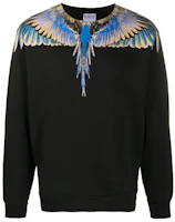 Marcelo Burlon County of Milan Black Wing Print Crewneck Sweatshirt CMBA009E20FLE0011030 Marcelo Burlon County of Milan Black Wing Print Crewneck Sweatshirt CMBA009E20FLE0011030