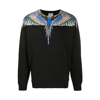 Marcelo Burlon County of Milan Black Wing Print Crewneck Sweatshirt CMBA009E20FLE0011030