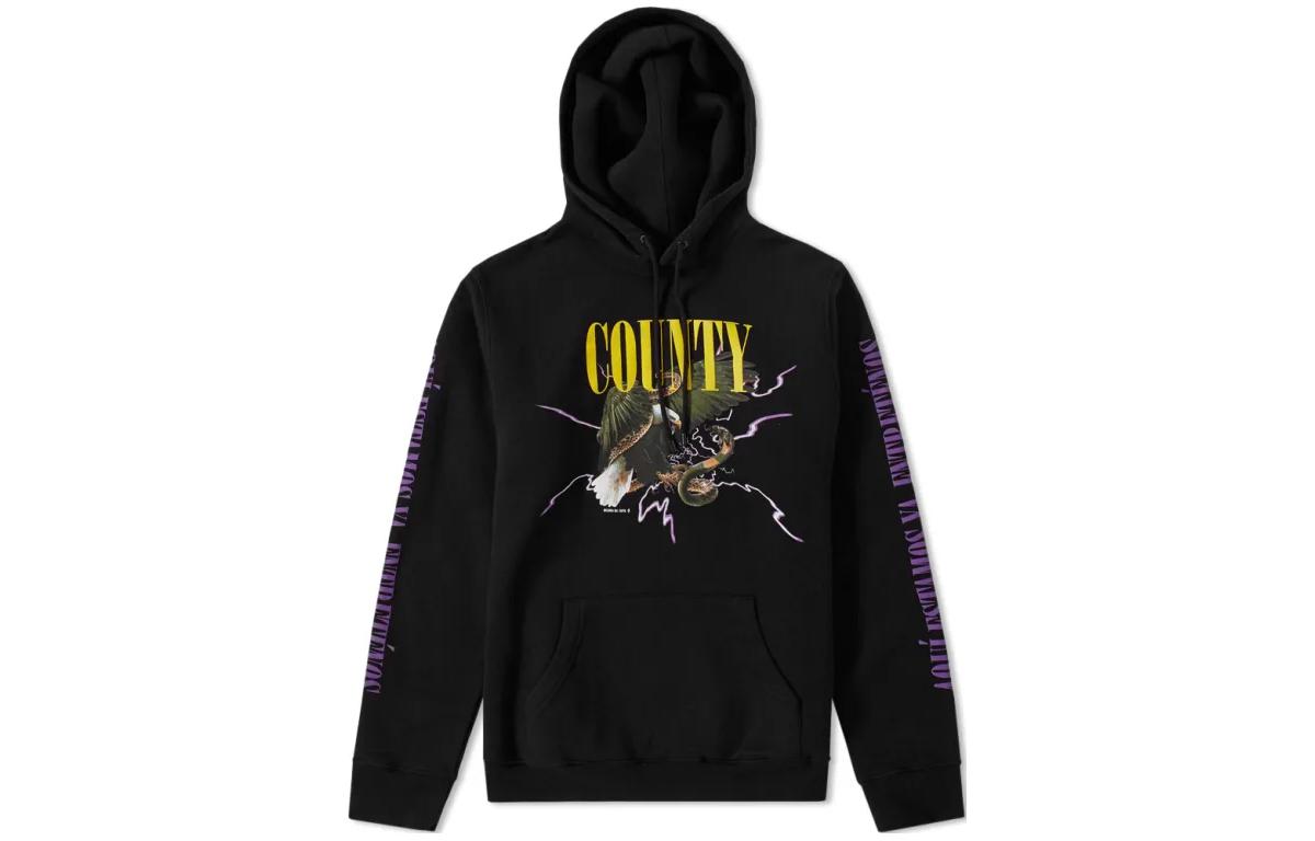 Marcelo Burlon County of Milan Black Animal Print Hoodie CMBB007E185060071088