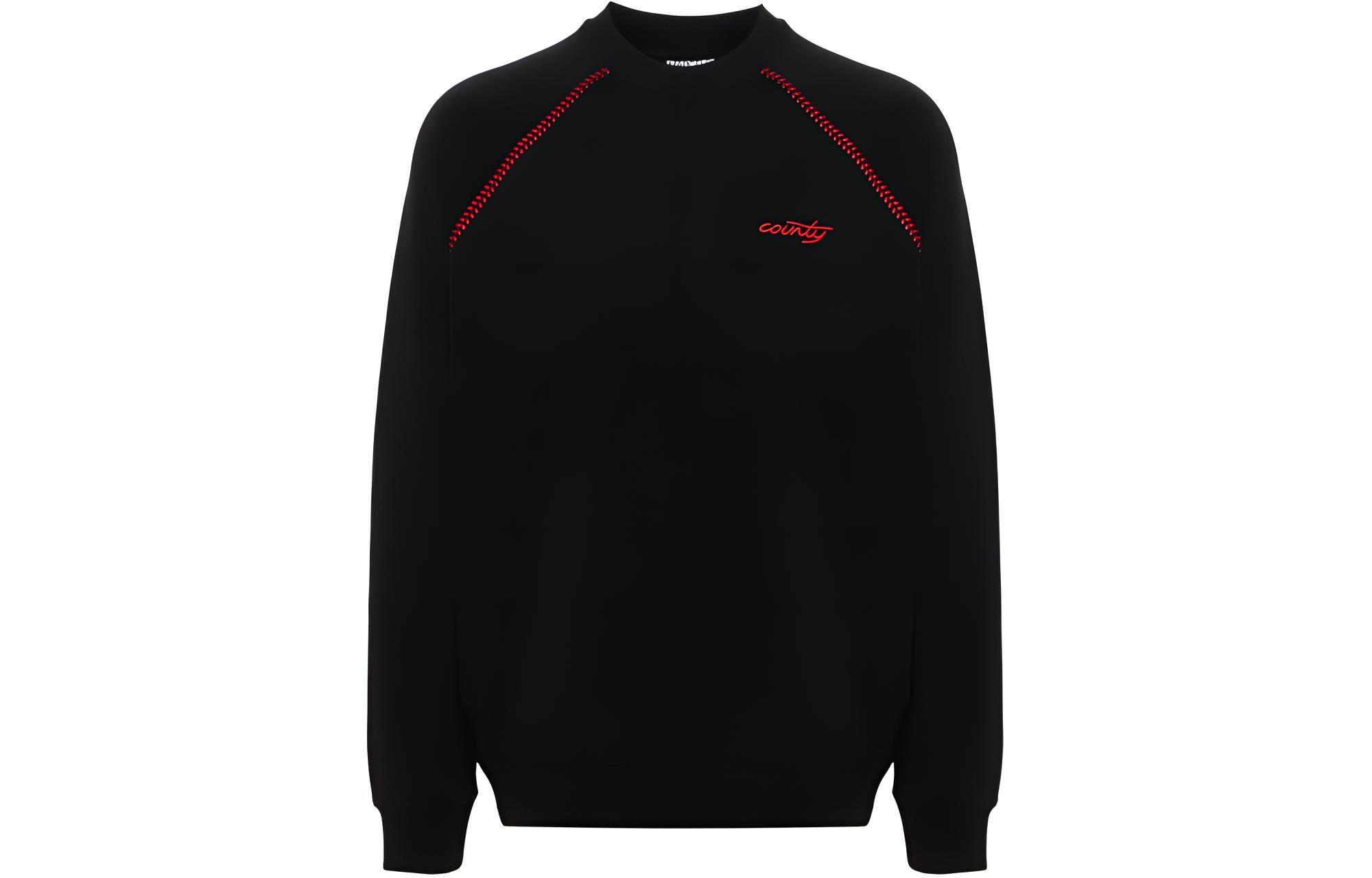Marcelo Burlon County of Milan Black Logo Embroidered Crewneck Sweatshirt CMBA09AS24FLE0011025