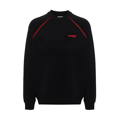 Marcelo Burlon County of Milan Black Logo Embroidered Crewneck Sweatshirt CMBA09AS24FLE0011025