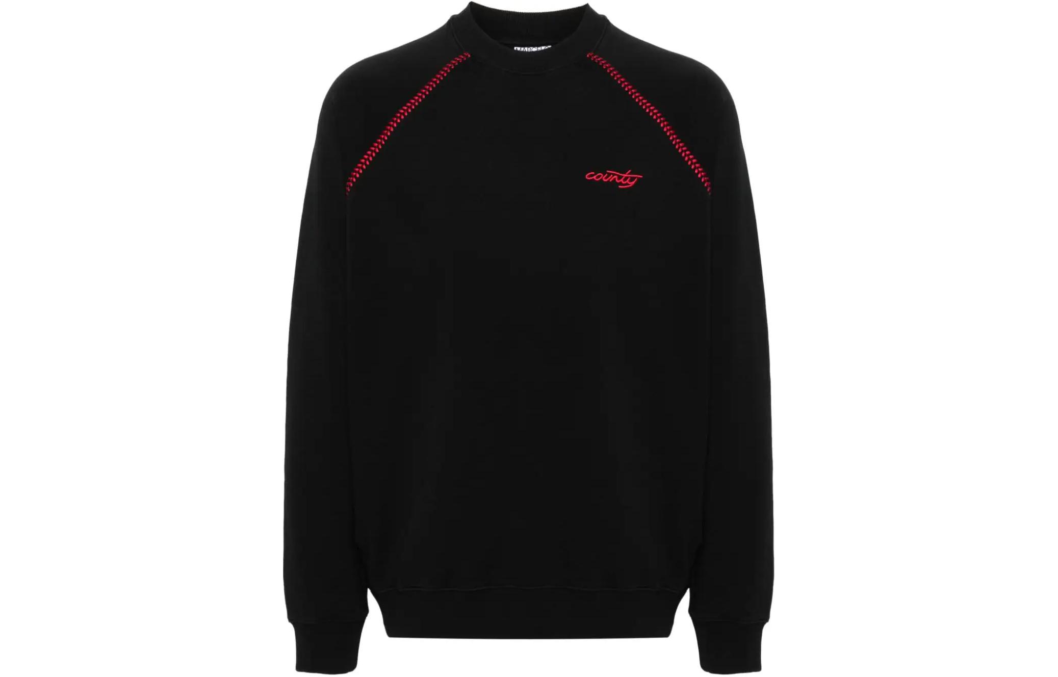 Order マルセロ・ブロン カウンティ オブ ミラン ブラック ロゴ刺繍 クルーネック スウェット CMBA09AS24FLE0011025