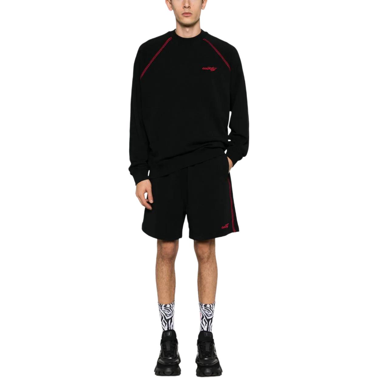 Lookbook マルセロ・ブロン カウンティ オブ ミラン ブラック ロゴ刺繍 クルーネック スウェット CMBA09AS24FLE0011025