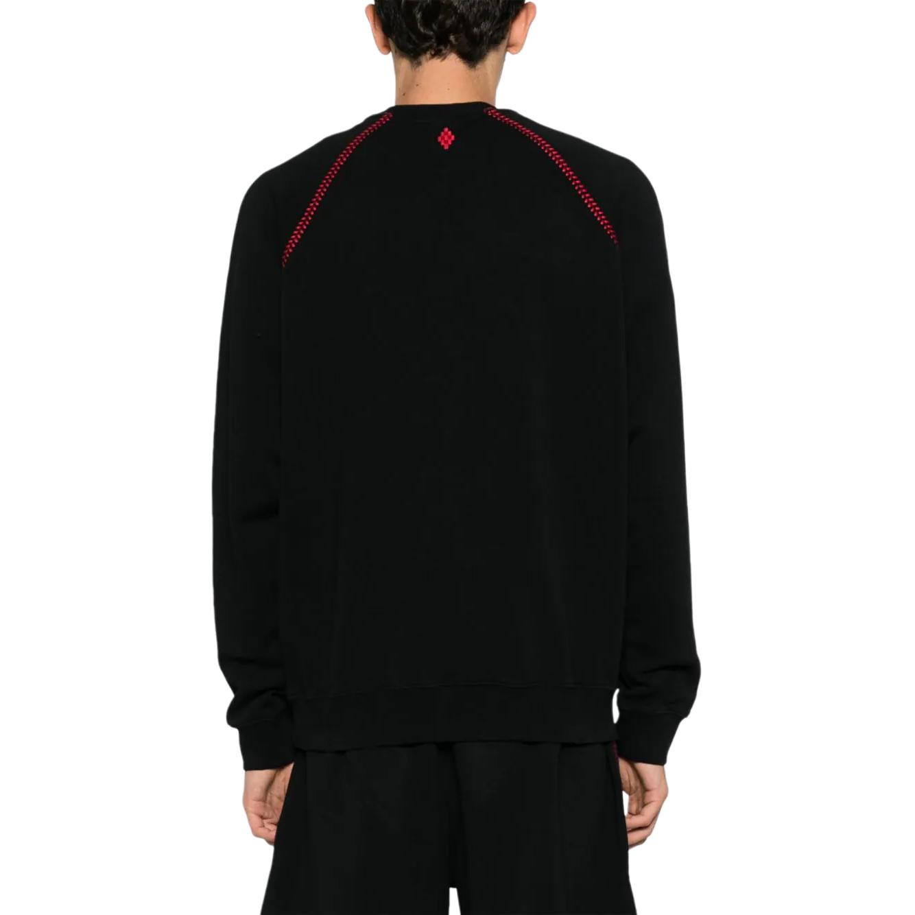 Shop マルセロ・ブロン カウンティ オブ ミラン ブラック ロゴ刺繍 クルーネック スウェット CMBA09AS24FLE0011025