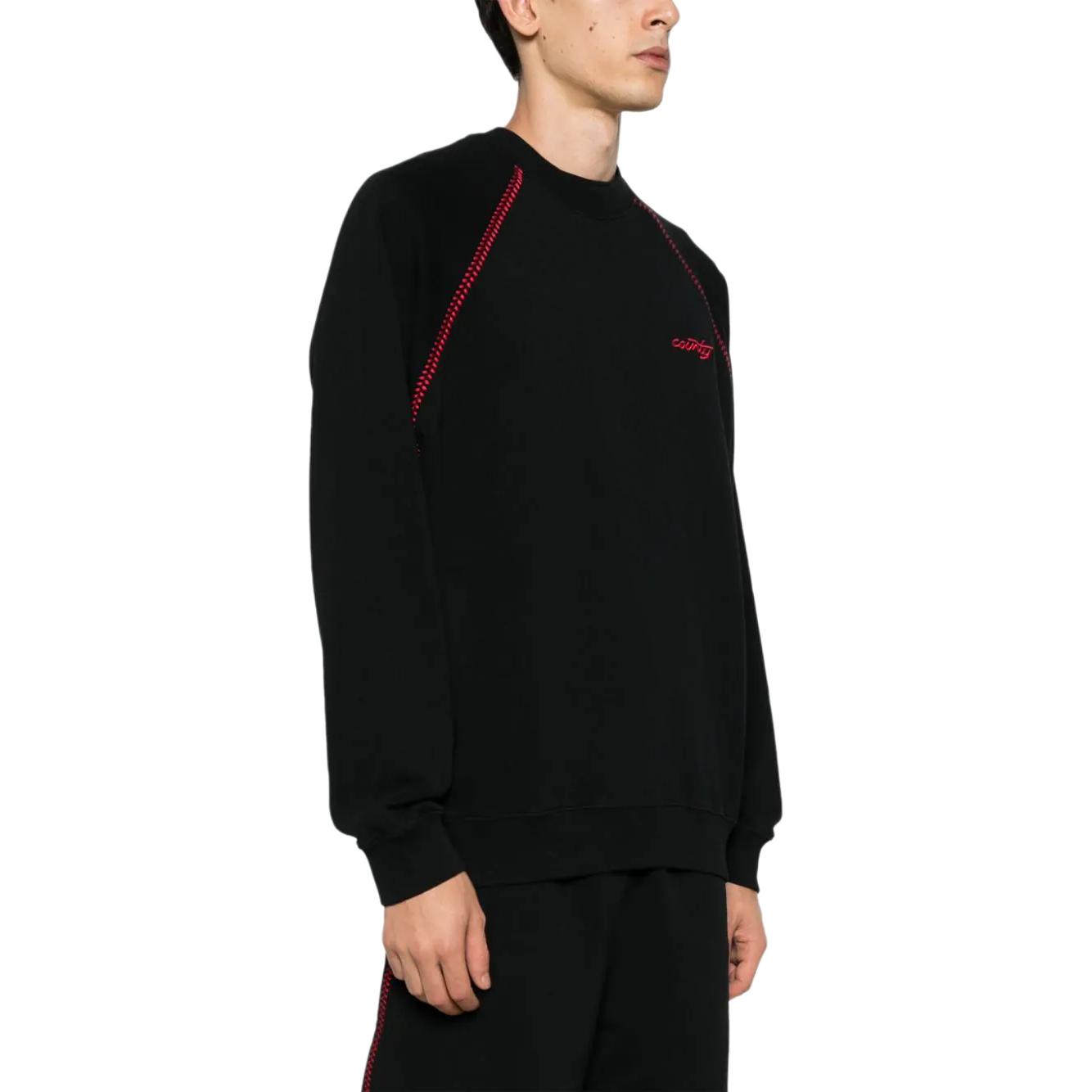 Purchase マルセロ・ブロン カウンティ オブ ミラン ブラック ロゴ刺繍 クルーネック スウェット CMBA09AS24FLE0011025