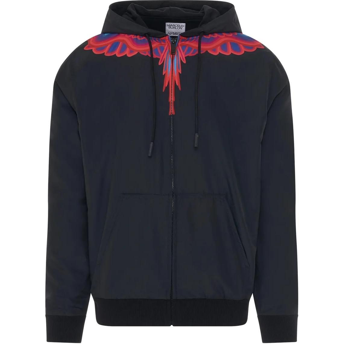 Marcelo Burlon County of Milan Black Zip-Up Jacket with Stand Collar CMEB028R20FAB0021001