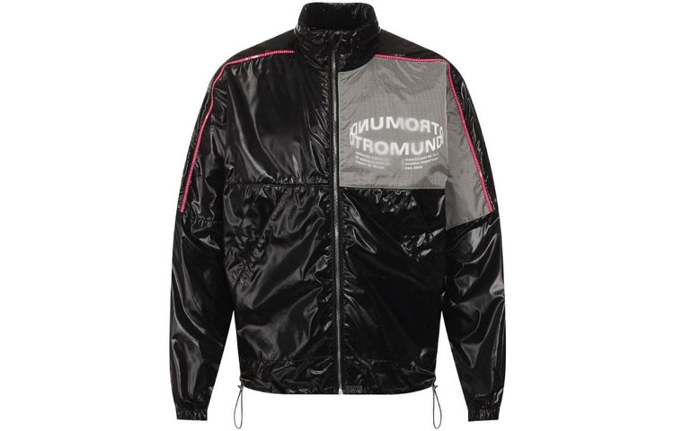 Marcelo Burlon County of Milan Black Zipper Letter Print Long-Sleeve Jacket Men CMEA108E188650671088