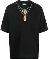 Marcelo Burlon County of Milan Feather Necklace Black T-Shirt . CMAA054C99JER0021025 Marcelo Burlon County of Milan Feather Necklace Black T-Shirt . CMAA054C99JER0021025