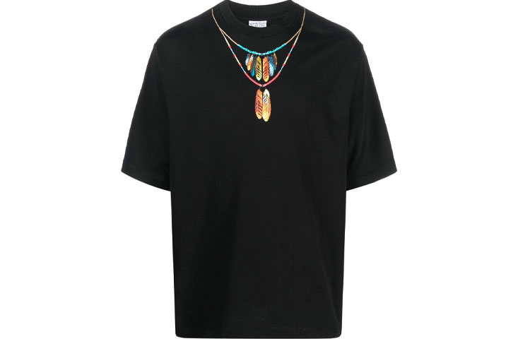 Order Marcelo Burlon County of Milan Kaos Hitam Feather Necklace. CMAA054C99JER0021025