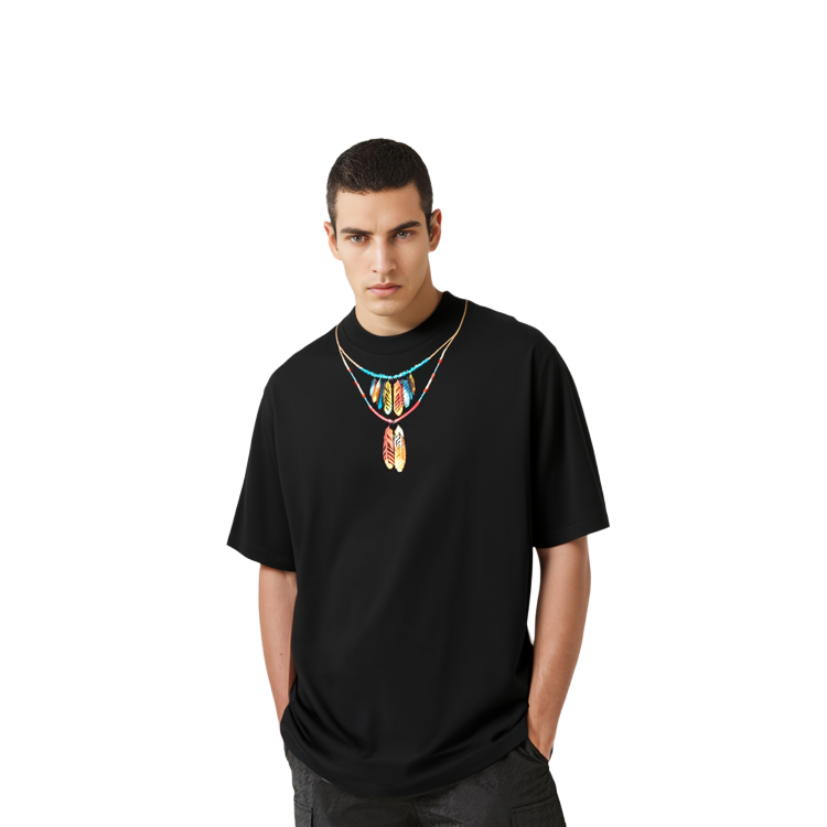 Details for Marcelo Burlon County of Milan Kaos Hitam Feather Necklace. CMAA054C99JER0021025