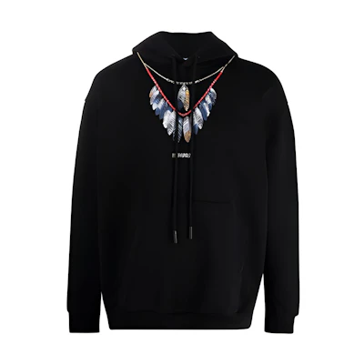 Marcelo Burlon County of Milan Feather Print Black Pullover Hoodie SS21 Men. CMBB040S21FLE00210 45