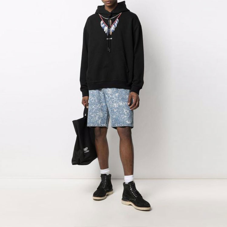 Lookbook Marcelo Burlon County of Milan 羽毛印花黑色連帽衫 SS21 男款. CMBB040S21FLE00210 45