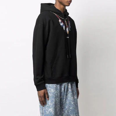 Marcelo Burlon County of Milan 羽毛印花黑色連帽衫 SS21 男款. CMBB040S21FLE00210 45 Shop Marcelo Burlon County of Milan 羽毛印花黑色連帽衫 SS21 男款. CMBB040S21FLE00210 45
