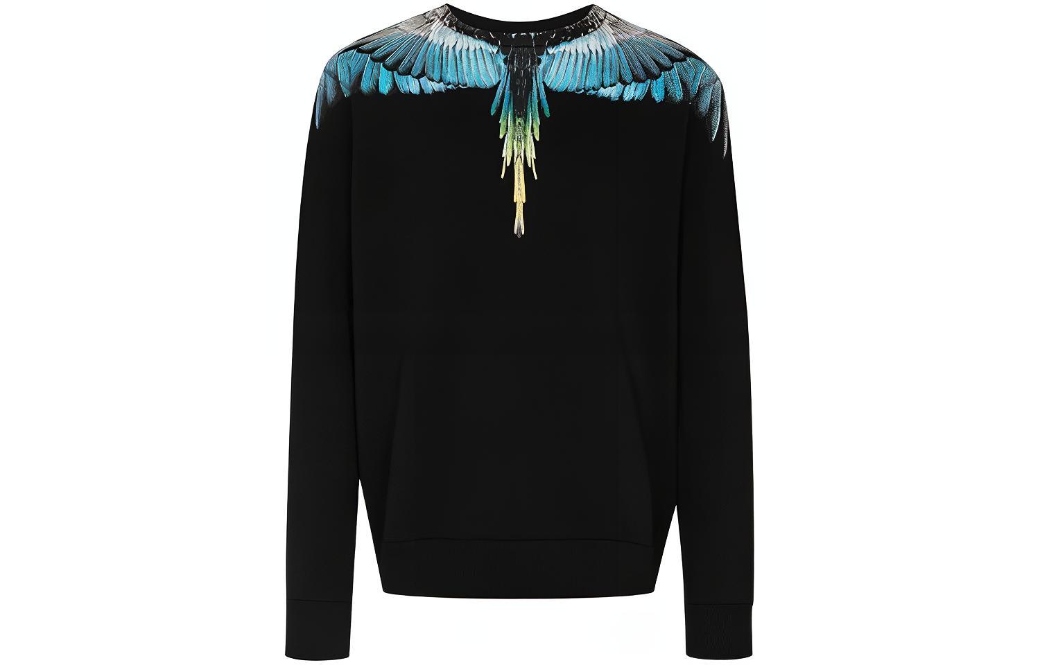Marcelo Burlon County of Milan FW21 Wings Logo Print Black Sweatshirt Men. CMBA009F21FLE0011040