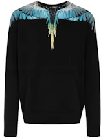 Marcelo Burlon County of Milan FW21 Wings Logo Print Black Sweatshirt Men. CMBA009F21FLE0011040 Marcelo Burlon County of Milan FW21 Wings Logo Print Black Sweatshirt Men. CMBA009F21FLE0011040