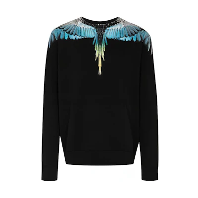 Marcelo Burlon County of Milan FW21 Wings Logo Print Black Sweatshirt Men. CMBA009F21FLE0011040