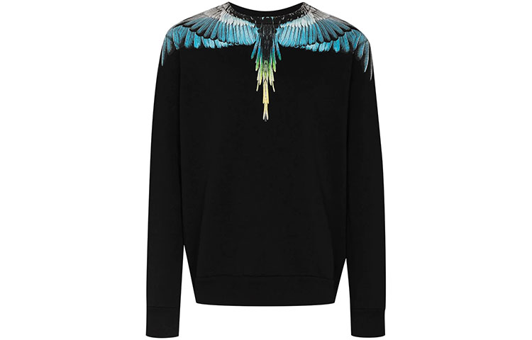 Order Marcelo Burlon County of Milan FW21 Wings Logo Hitam Sweatshirt Pria. CMBA009F21FLE0011040