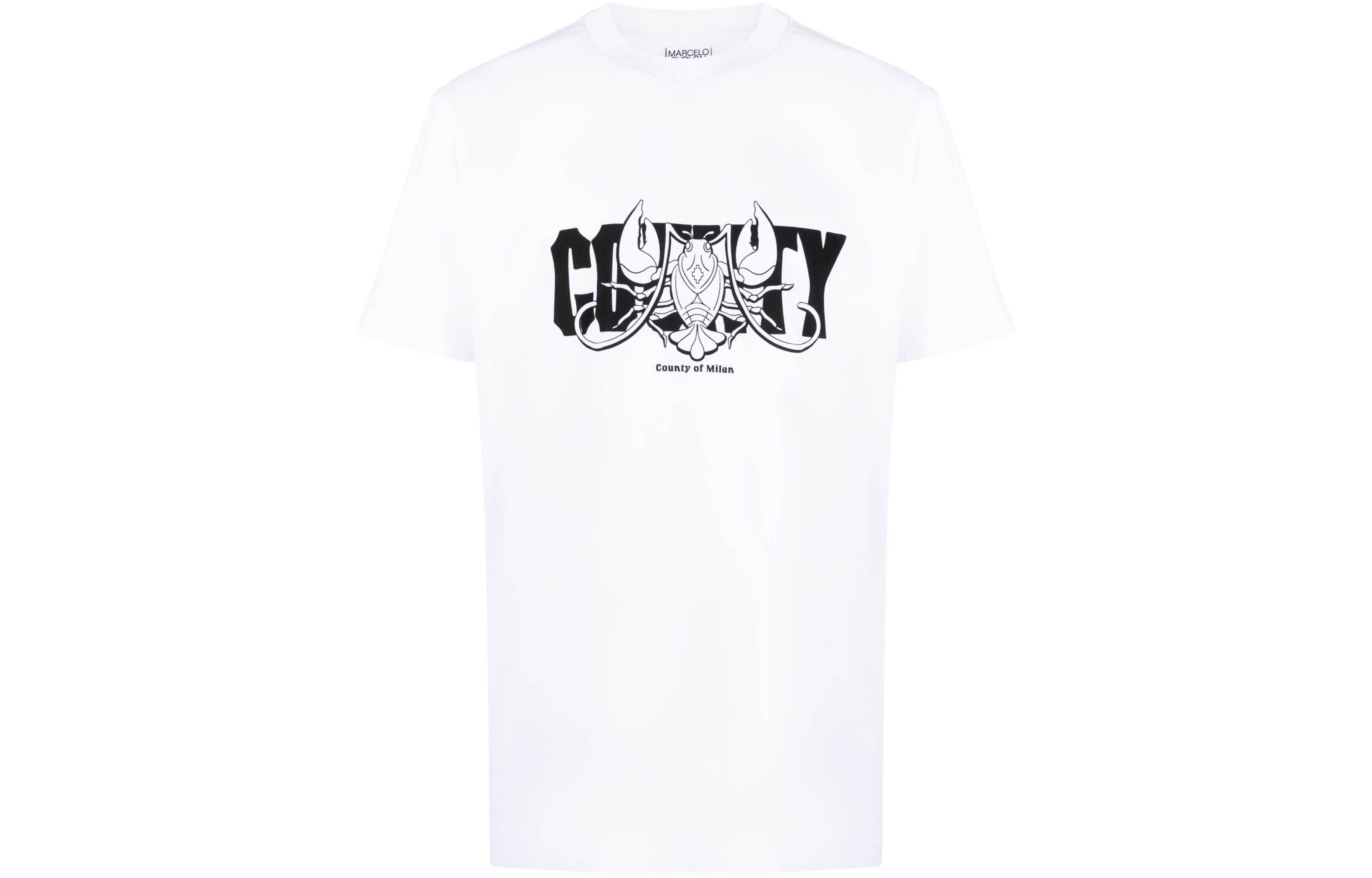 MARCELO BURLON COUNTY OF MILAN Logo Print Crewneck T-Shirt White . CMAA018F23JER0080110-WHITE