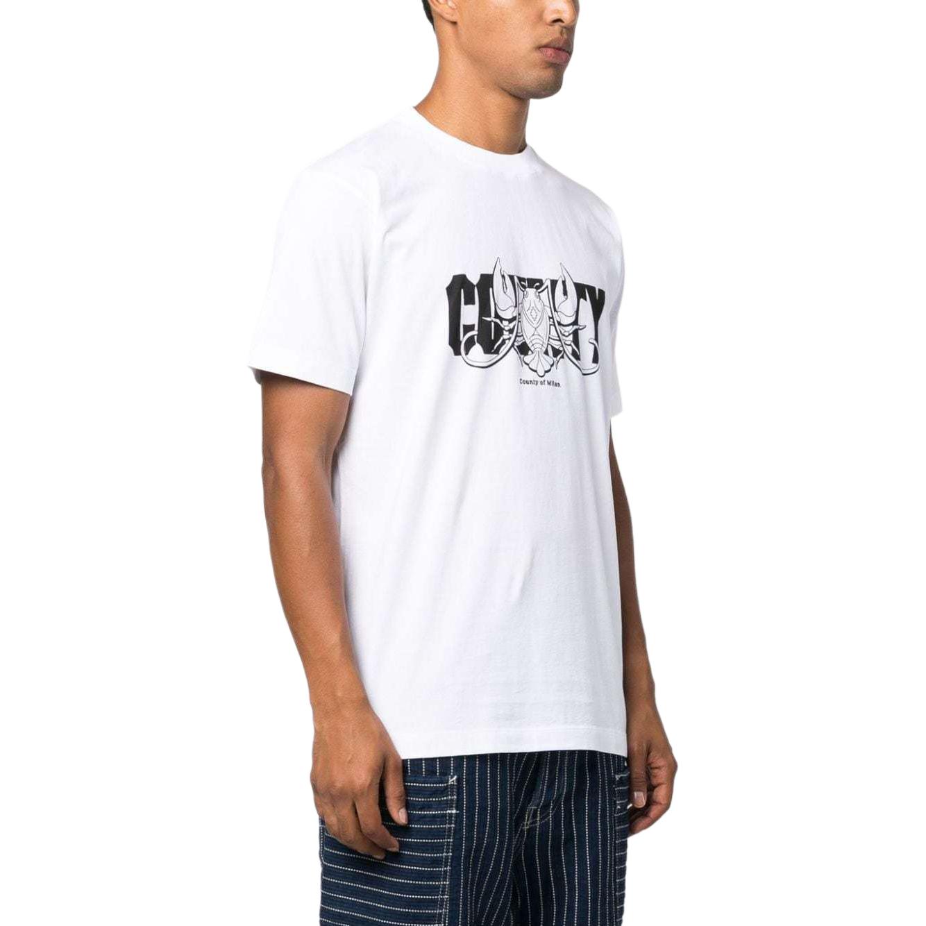 Lookbook 马塞洛·博隆米兰县标志印花白色圆领T恤 CMAA018F23JER0080110-WHITE