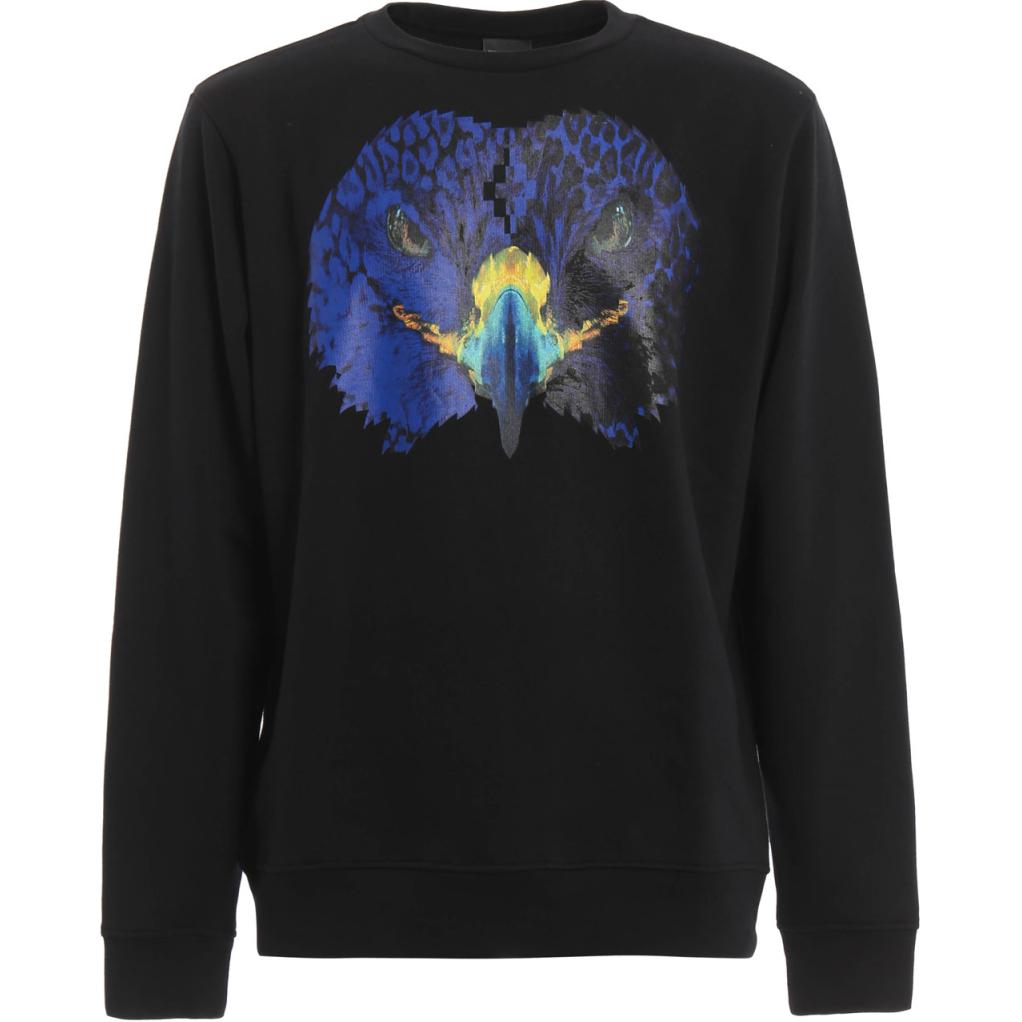Marcelo Burlon County of Milan Printed Hoodie Black Pullover Sweatshirt CMBB106S24FLE0051001-BLACK