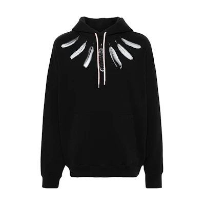 Marcelo Burlon County of Milan Printed Ribbed Crewneck Sweatshirt Black CMBA009SFLE0011025