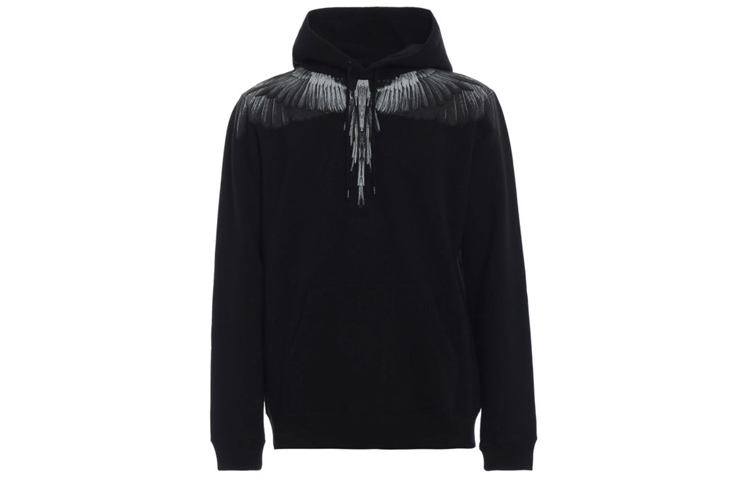 Marcelo Burlon County of Milan SS21 Black Wing Print Hoodie . CMBB007F185060621006