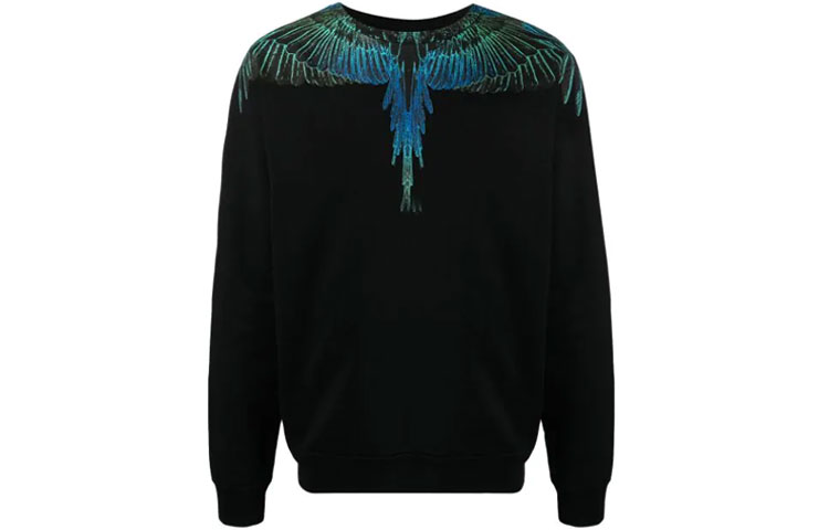 Marcelo Burlon County of Milan SS21 Gradient Wings Hoodie Black (). CMBA009R21FLE0011069