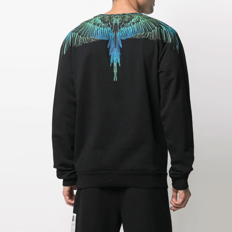 Shop Marcelo Burlon County of Milan SS21 漸層翅膀連帽上衣 黑色 (). CMBA009R21FLE0011069