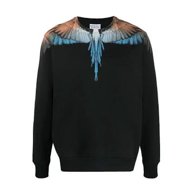 Marcelo Burlon County of Milan SS21 Wings Animal Print Black Sweatshirt Men CMBA009R21FLE0011020