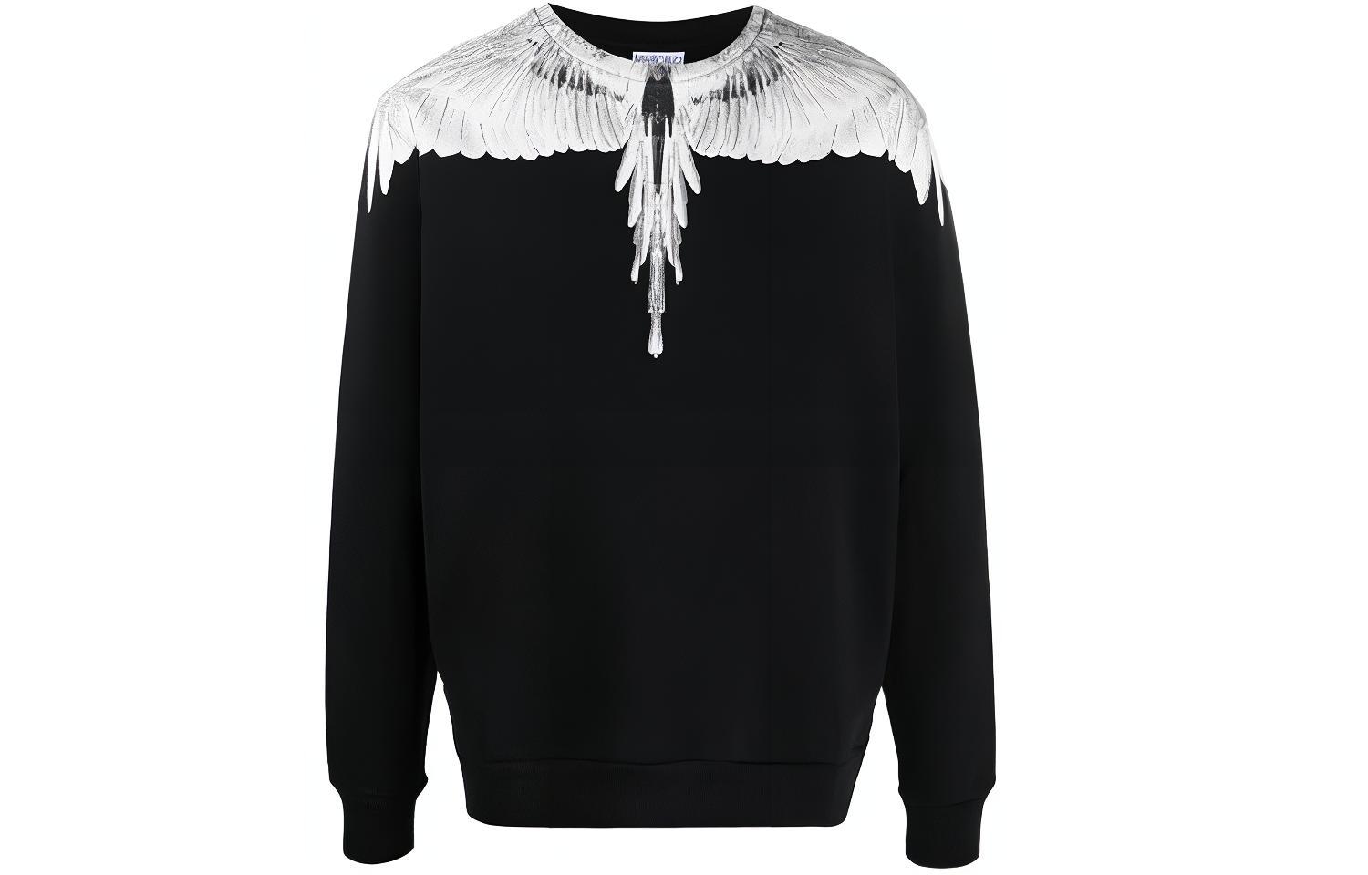 MARCELO BURLON COUNTY OF MILAN SS22 Curves Wings Hoodie Black Menswear CMBB007S22FLE0021025