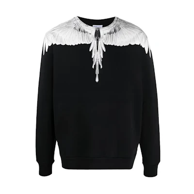 MARCELO BURLON COUNTY OF MILAN SS22 Curves Wings Hoodie Black Menswear CMBB007S22FLE0021025