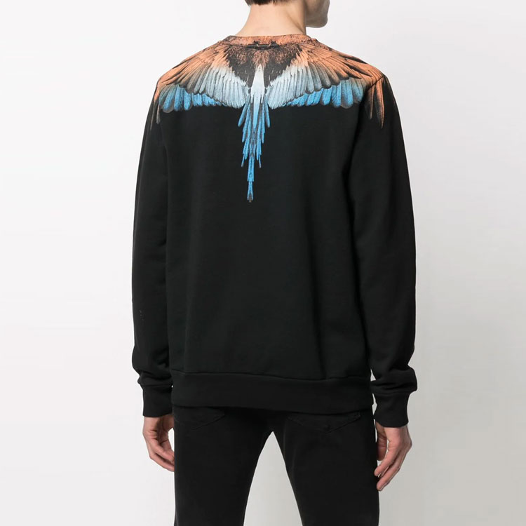 Shop Marcelo Burlon County of Milan SS21 Wings Animal Print Hitam Sweatshirt Pria CMBA009R21FLE0011020