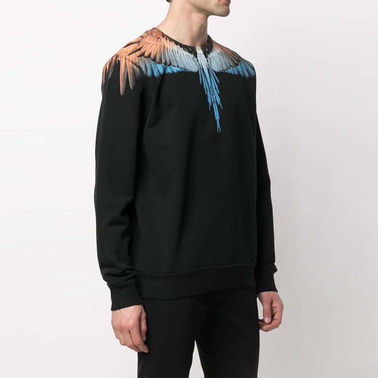 Purchase Marcelo Burlon County of Milan SS21 Wings Animal Print Hitam Sweatshirt Pria CMBA009R21FLE0011020