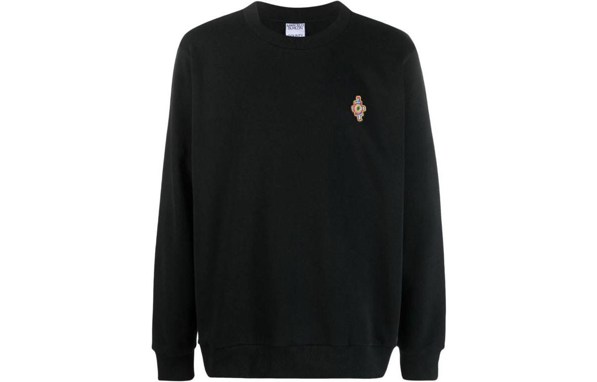 Order 马塞洛·博龙 County of Milan SS23 几何印花圆领卫衣 黑色 CMBA009S23FLE0061025