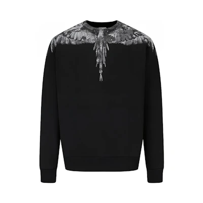 MARCELO BURLON COUNTY OF MILAN Wing Print Black Sweatshirt Men. CMBA009E20FLE0021007
