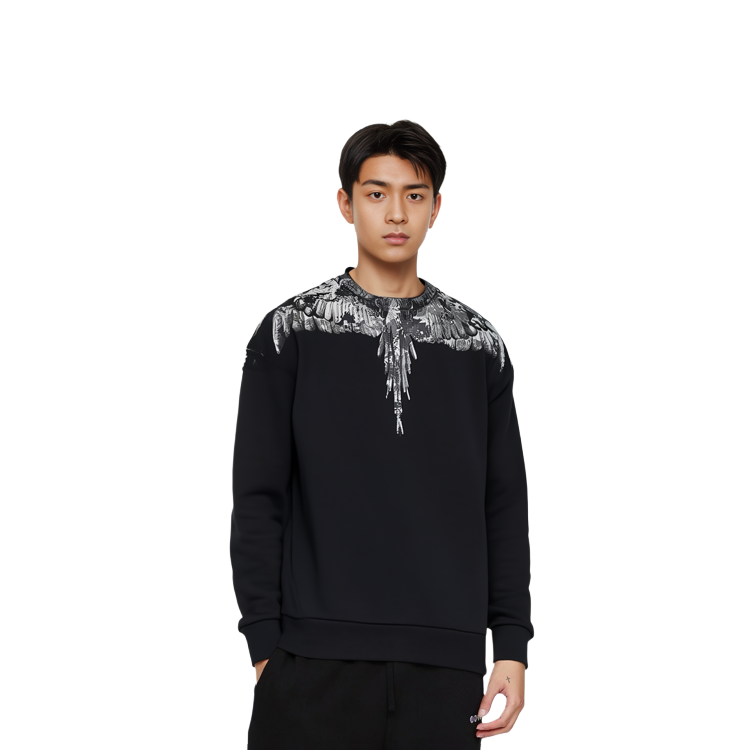 Cheap マルセロバーロン カウンティオブミラン ウィングプリント ブラックスウェット メンズ CMBA009E20FLE0021007