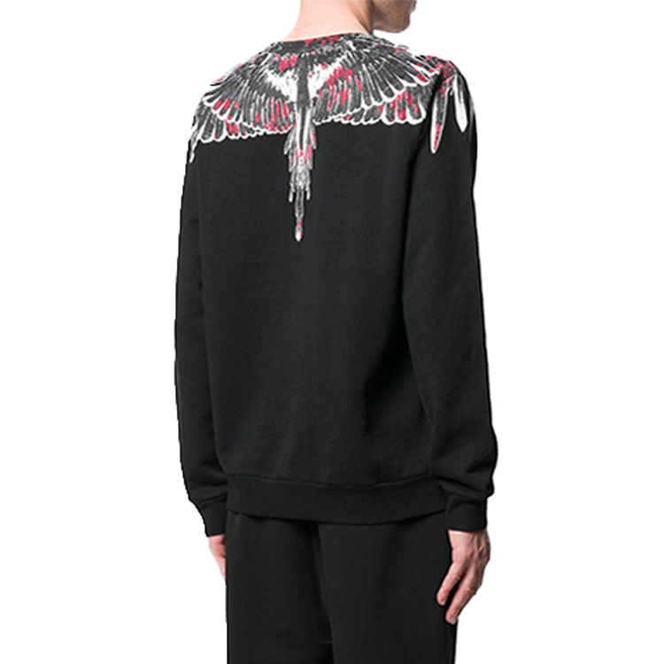 Shop Marcelo Burlon County of Milan Baju Sejuk Hitam Cetakan Sayap CMBA009E196300081088