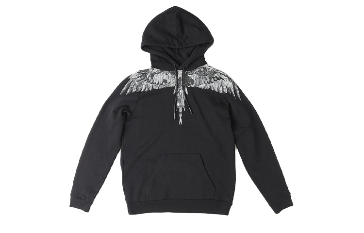 Order Hoodie Lelaki Hitam Marcelo Burlon County of Milan Wings Pullover. CMBB007E20FLE0021007