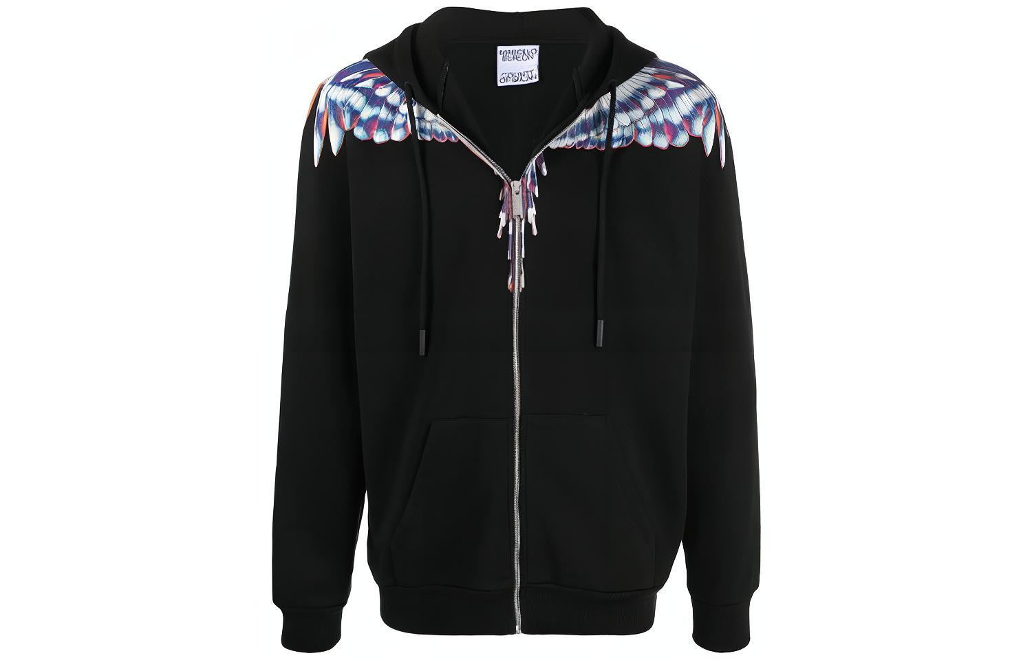 Marcelo Burlon County of Milan Wings SS21 Men’s Black Wing Zip Hoodie. CMBE001S21FLE0011040
