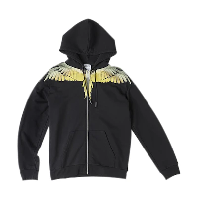 Marcelo Burlon County of Milan Yellow Wings Zip Hoodie Black . CMBE001F20FLE0011016