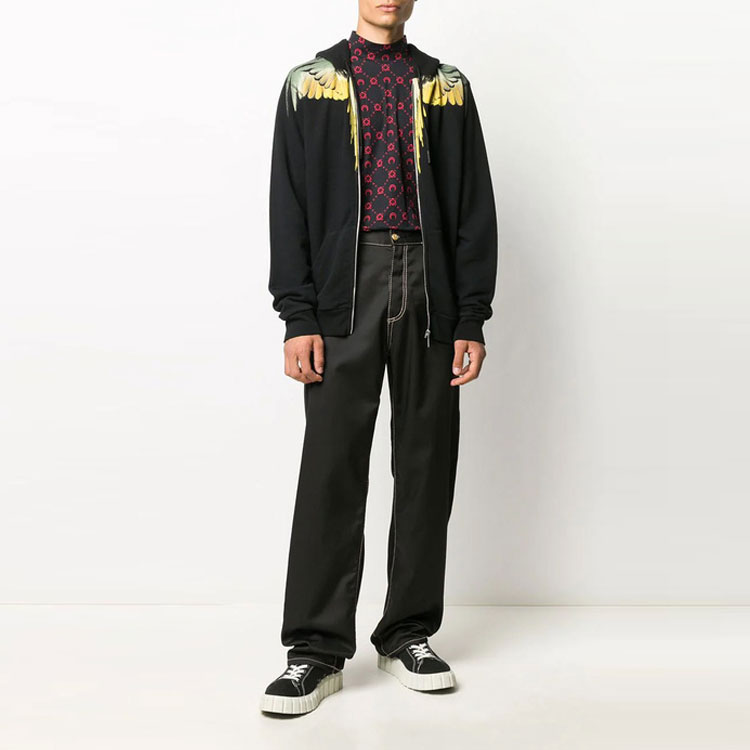 Purchase 马塞洛伯伦米兰之翼黄色拉链连帽衫黑色 CMBE001F20FLE0011016