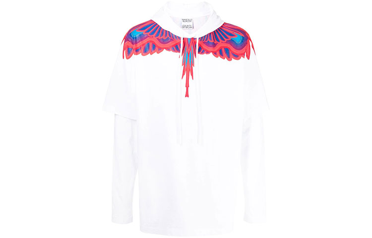 Marcelo Burlon County Wings Print Oversized Hoodie Black FW24 Mens CMBB007F24FLE0011006