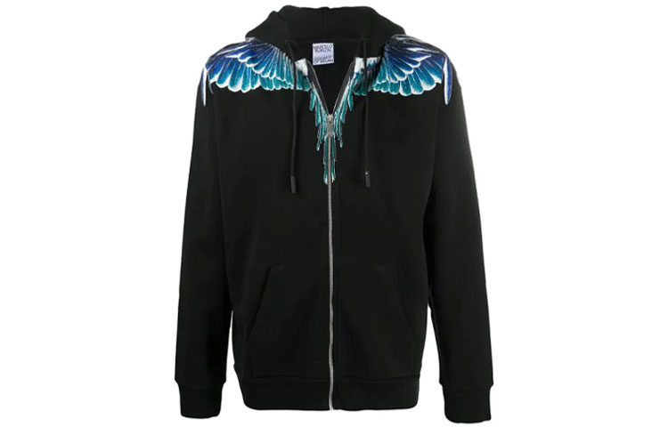 Order Marcelo Burlon County Hoodie Hitam Wing Print Zip. CMBE001E20FLE0011043
