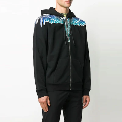 Marcelo Burlon County Hoodie Hitam Wing Print Zip. CMBE001E20FLE0011043 Lookbook Marcelo Burlon County Hoodie Hitam Wing Print Zip. CMBE001E20FLE0011043
