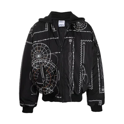 Marcelo Burlon FW21 Black Hoodie with Striped Letter Embroidery CMHA029F21KNI0011020