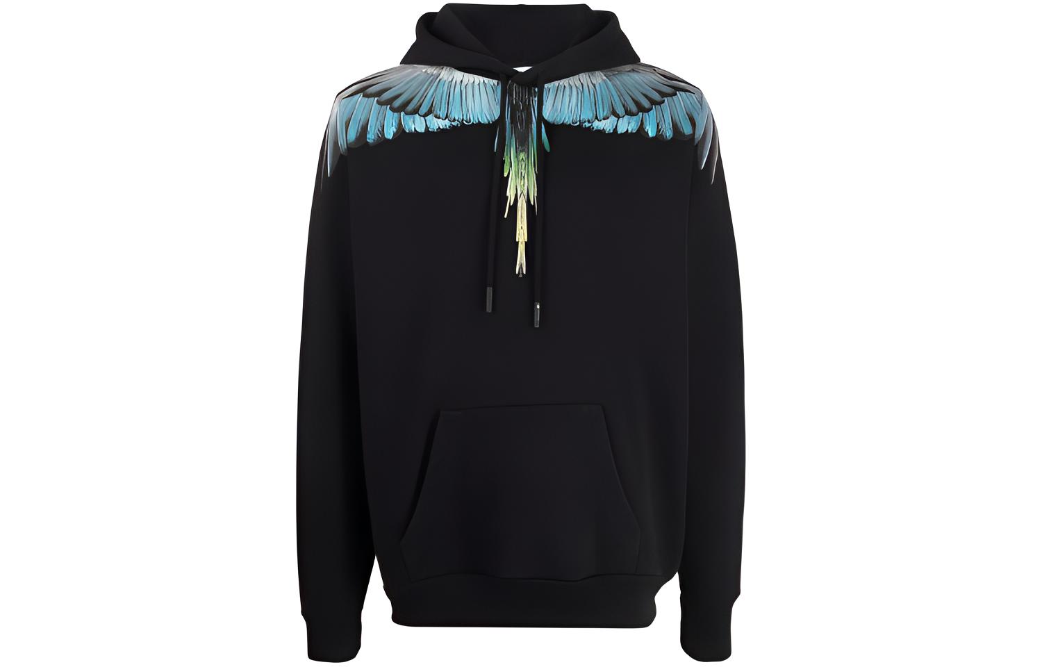 Marcelo Burlon FW21 County of Milan Black Wings Print Long Sleeve Sweatshirt Men CMBA009F21FLE0011045