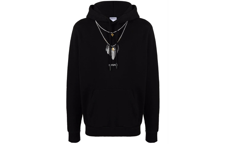 Marcelo Burlon FW21 Necklace Print Pullover Hoodie White () CMBB007F21FLE0080109