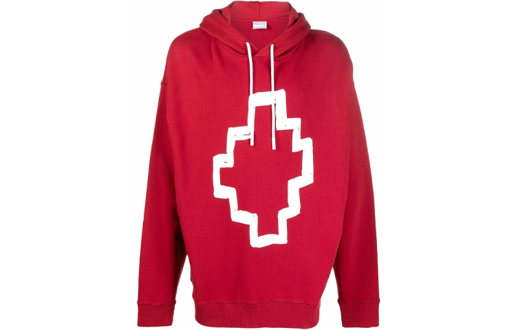 Marcelo Burlon FW21 Red Logo Crewneck Pullover Printed Long Sleeve Sweatshirt Men CMBA049F21FLE0032701