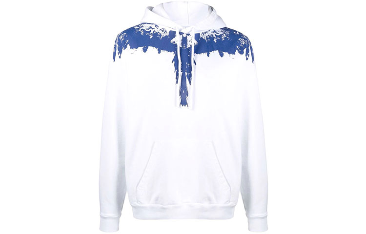 Marcelo Burlon FW21 White Sweatshirt with Blue Wings Print Long Sleeve CMBA009F21FLE0040145